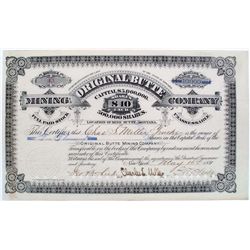 MONTANA MINING STOCK, DATED 1881: Original Butte Mining Company, Butte Montana, dated 1881.