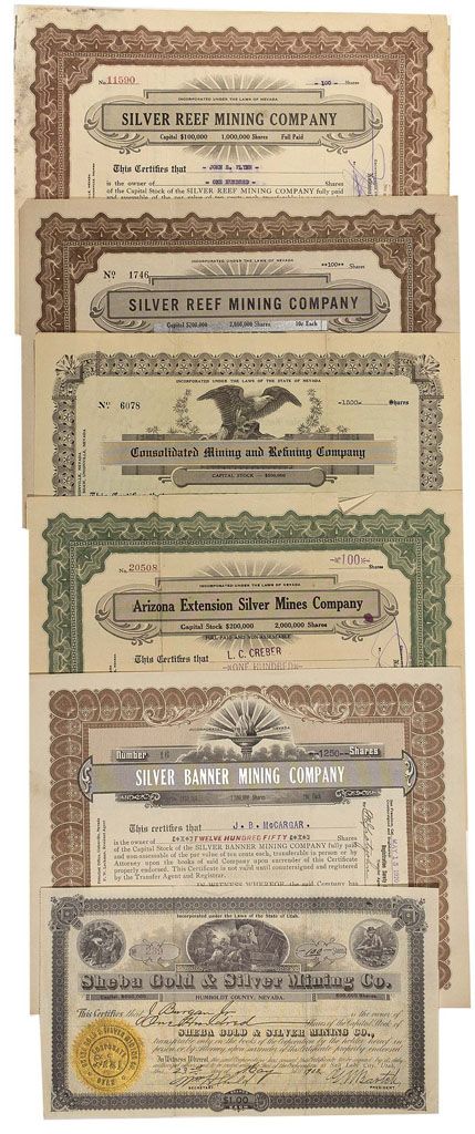 Stock Certificate Arizona Extension Silver Mines Company