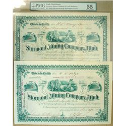 Stormont Mining Company of Ytah. 2 pieces, 1 PMG Guaranty. Both issued.
