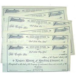 Niagara Mining and Smelting Company. 5 pieces, all unissued