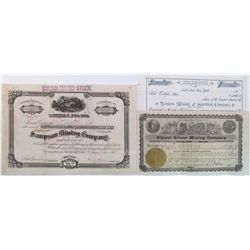 UTAH STOCK GROUP, 1897-1922, LOT OF 3: Stock, Sampson Mining Company,Salt Lake City, Utah, dated 189