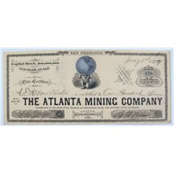 Atlanta Mining Company Stock Certificate *Territorial*