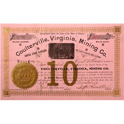Coulterville, Virginia, Mining Co. Stock Certificate