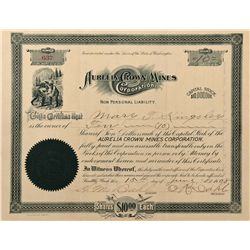Aurelia Crown Mines Corporation Stock Certificate