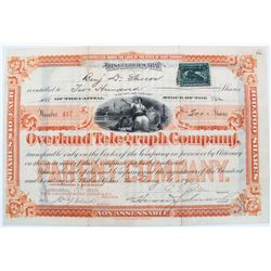 WEST VIRGINIA TELEGRAPH STOCK, DATED 1900: Stock, Overland Telegraph Company,dated 1900,from West Vi