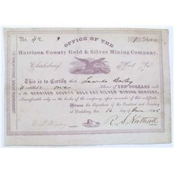 WEST VIRGINIA MINING STOCK, DATED 1868: Harrison County Gold & Silver Mining Company, dated 1868.