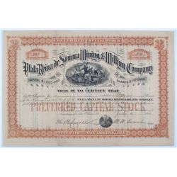Plata Reina de Sonora Mining and Milling Company Stock