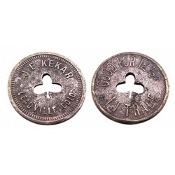 Trade Token- J.E. KEKAR LEADVILLE,COLO/Reverse reads- GOOD FOR 12 1/2 cents IN TRADE- 5 known