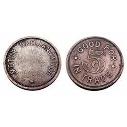 METOR DAMJANOWITCH Token- LEADVILLE COLO. / GOOD FOR 5 cents IN TRADE-only 1 known saloon token of t