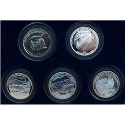 The Bunker Hill Company. Collection of 5 Silver Display tokens. 999.5 Fine. Each piece is graded "Br
