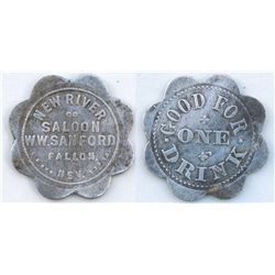 New River Saloon, W W Sanford, Fallon, Nev./Good for One Drink,  See Nevada Trade Tokens, 1990, Fb-2