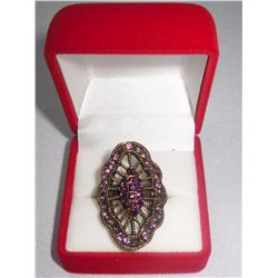 12CTW PURPLE BUTTERFLY BRASS ADJUSTABLE RING