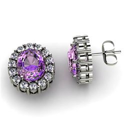 Genuine 3.04 ctw Amethyst Diamond Earring 14k W/Y Gold