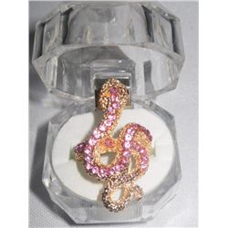 15CTW PINK PYTHON ADJUSTABLE BRASS RING