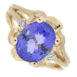 Genuine Tanzanite 2.97 ctw & Diamond Ring 14KTGold 5.5