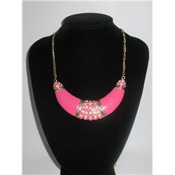 248CTW PINK PLATE BRASS NECKLACE;