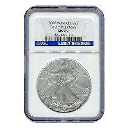 Burnished 2006-W Silver Eagle MS69 Early Release NGC