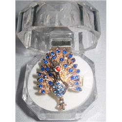8CTW ROYAL BLUE PEACOCK ADJUSTABLE BRASS RING