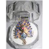 Image 1 : 8CTW ROYAL BLUE PEACOCK ADJUSTABLE BRASS RING