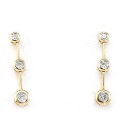 Genuine 0.32 ctw Diamond 3 Raw Dangling Earring 14k