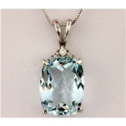 Genuine 5.94 ctw Aqua Marine & Diamond Necklace 14k