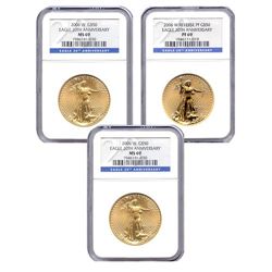 Certified 2006 20th Anniversary 3pc Gold Set MS & PF69