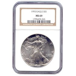 Certified Uncirculated Silver Eagle 1993 MS69