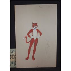 1973 DISNEY ARISTOCATS THOMAS O'MALLEY HAND DRAWN ORIGINAL COSTUME  WARDROBE ARTWORK