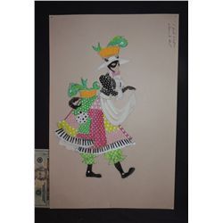 1972 73 DISNEY ARISTOCATS  HAND DRAWN FISH SLAPPA ORIGINAL CAT LADY COSTUMEWARDROBE ARTWORK