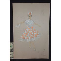 1972 DISNEY THE THREE CABALLEROS HAND DRAWN SPANISH DANCEr WARDROBE ORIGINAL COSTUME ARTWORK