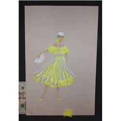 1972 DISNEY THE THREE CABALLEROS HAND DRAWN SIGNED DANCE WARDROBE ORIGINAL COSTUME ARTWORK