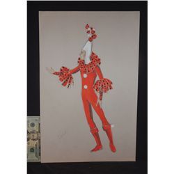 1971 DISNEY PINOCCHIO HAND DRAWN CLOWN WARDROBE ORIGINAL COSTUME WARDROBE ARTWORK