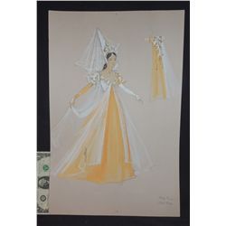 1972 73 DISNEY SLEEPING BEAUTY PRINCESS AURORA HAND DRAWN ORIGINAL COSTUME WARDROBE ARTWORK