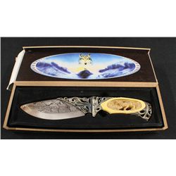 Wolf Bowie 8 1/2" Fixed Blade Knife- Faux Ivory