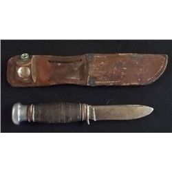 Vintage Remington Knife W/Leather Sheath & Wood