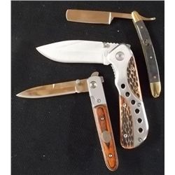 Lot Of 3-Steel Warrior 4" Pocket Razor W/Mirror