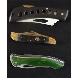 Lot Of 3-Whitetail Peanut Pocket Knife W/Polished