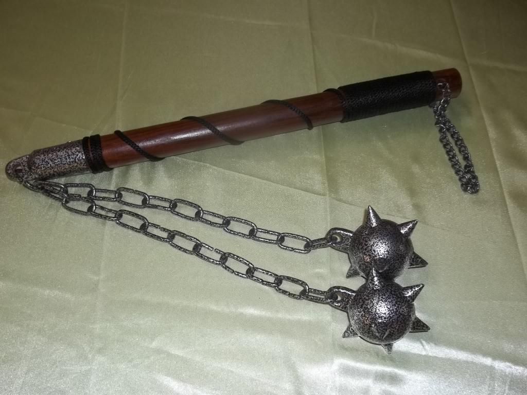 Double Ball Medieval Flail W/Steel Spiked Balls