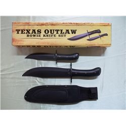 Texas Outlaw Bowie 2 Piece 12 7/8" & 9" Set W/