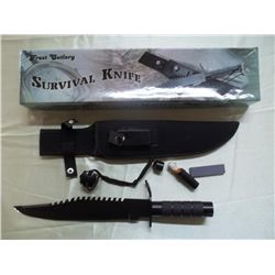 Survival Knife 15" Bowie Knife W/Black Coated