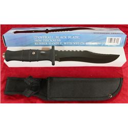 Subdued Advance Bowie12" Overall Black Blade Knife