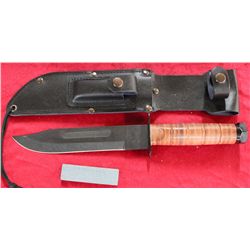 Combat Knife With 7" Black Steel Blade