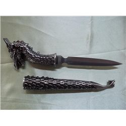Medieval Dragon Design Silver Tone Knife