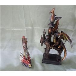 Lot Of 2 - Medieval Dragon Statue & Pen Holder