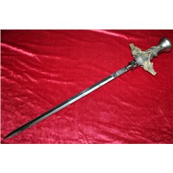 Black Cane/Sword W/ Double Dragon Design On Handle