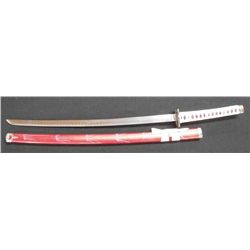 Red Katana Samurai Sword & Saya Set