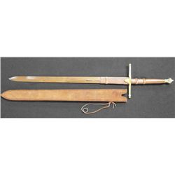 23" Stainless Steel Sword With Brown Leather