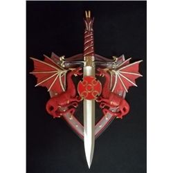 Red Medieval Flying Dragon Knife Display With