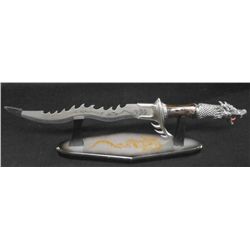 Fantasy Knife With Tribal Etched Blade & Wood