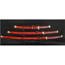 Burgundy & Black Samurai 3 Piece Set W/Display